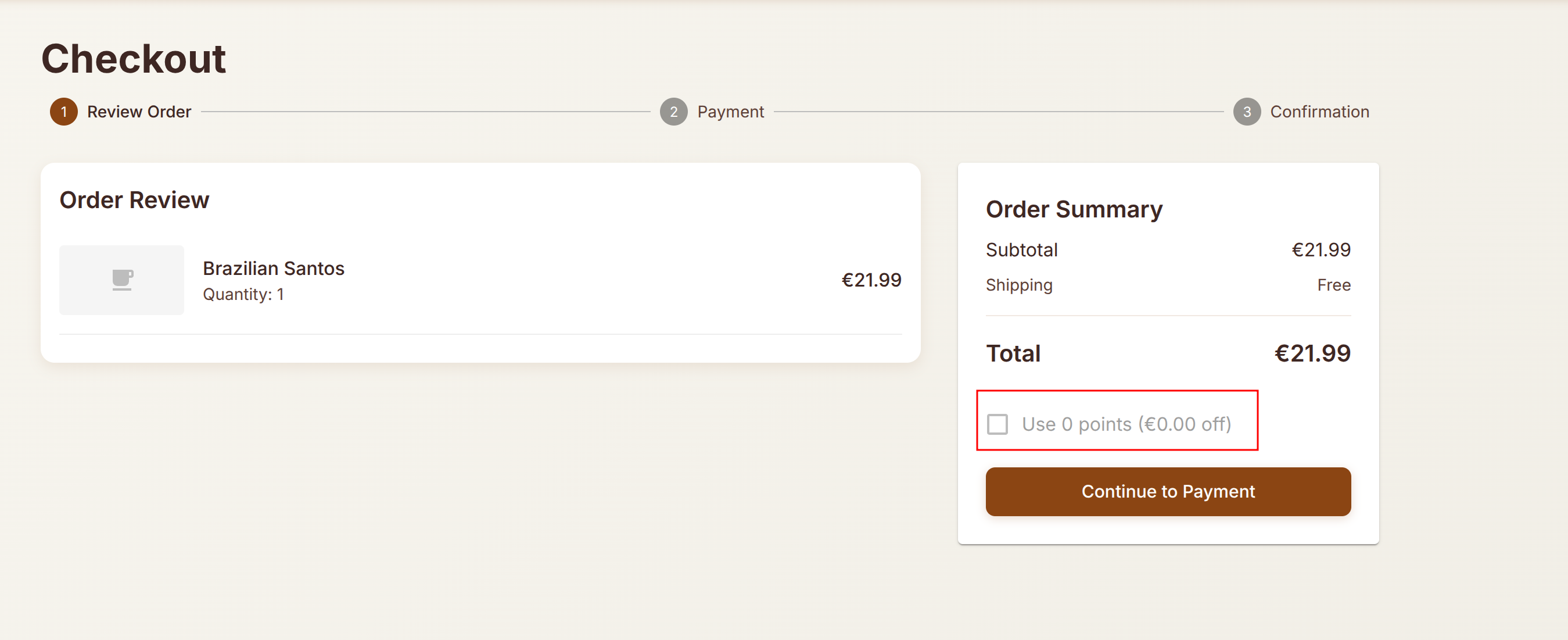 Points to use Checkout