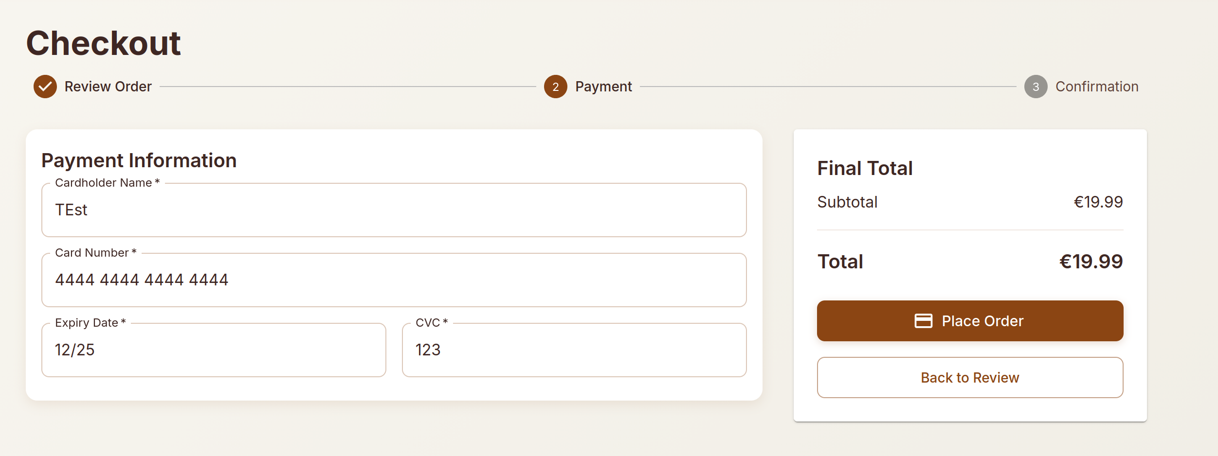 Order Flow - Checkout UI