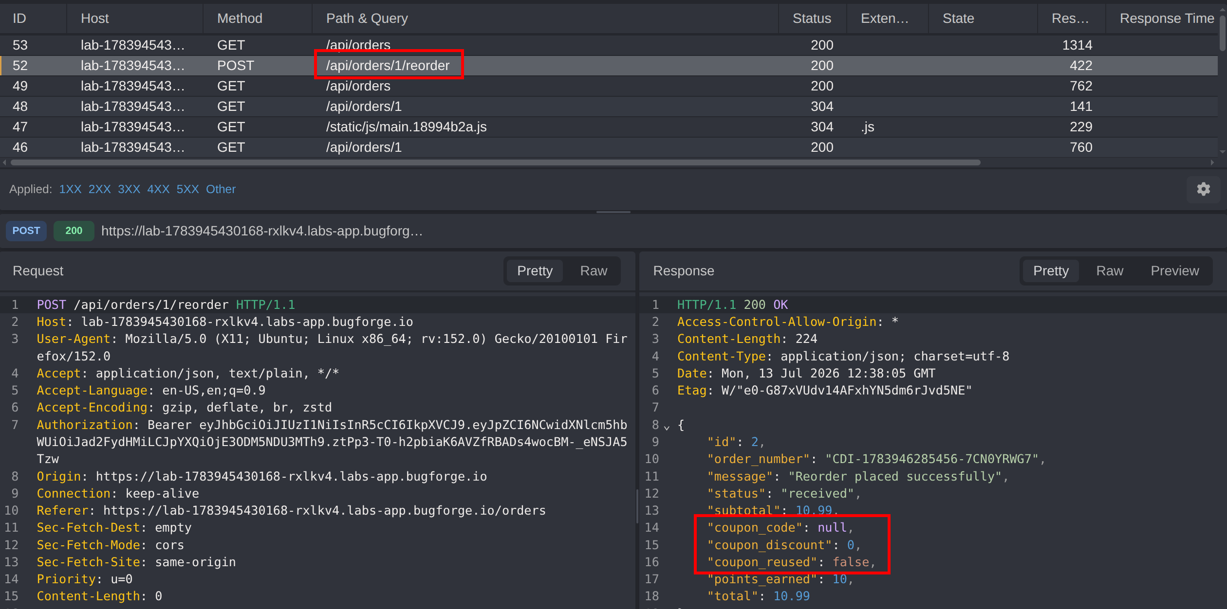 Caido - Default Reorder Response