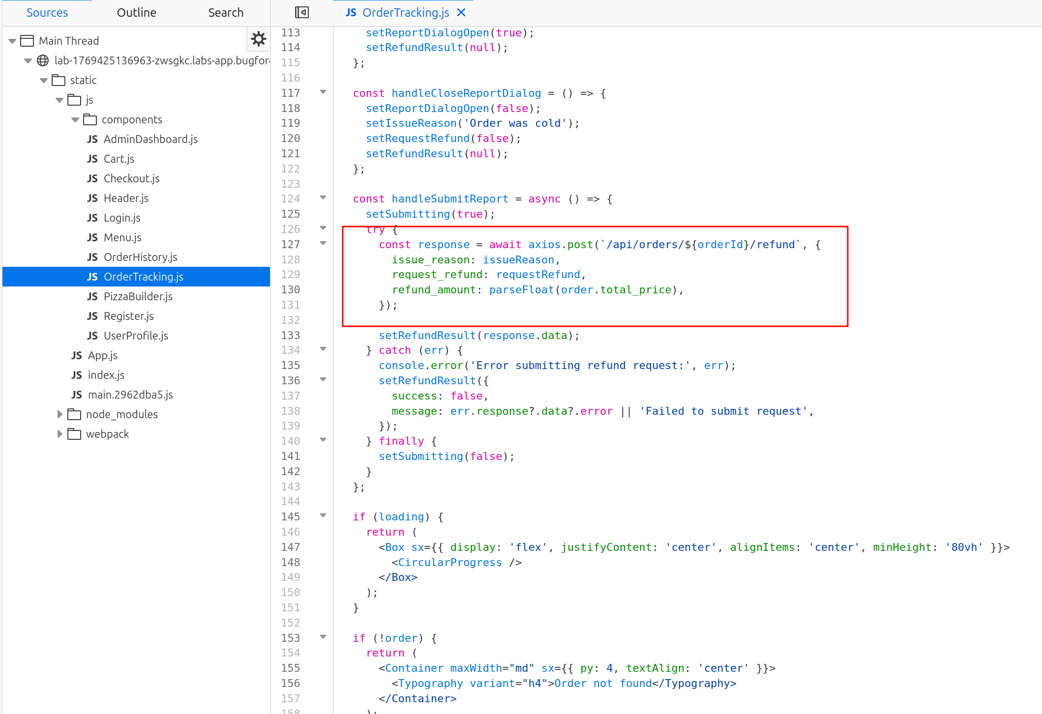 Order Tracking - Refund Payload