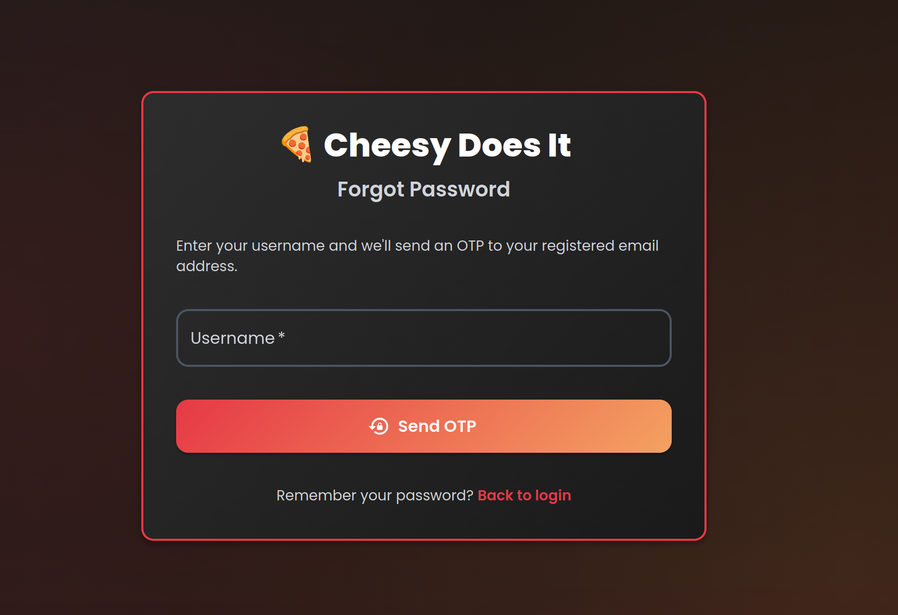 Forgot Password - UI
