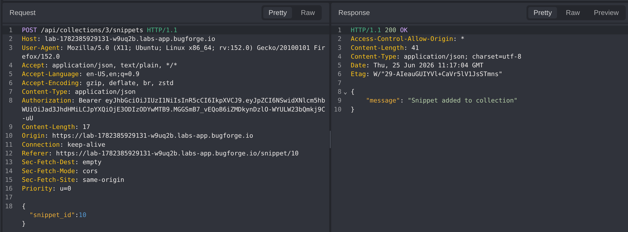 Assign private snippet to collection