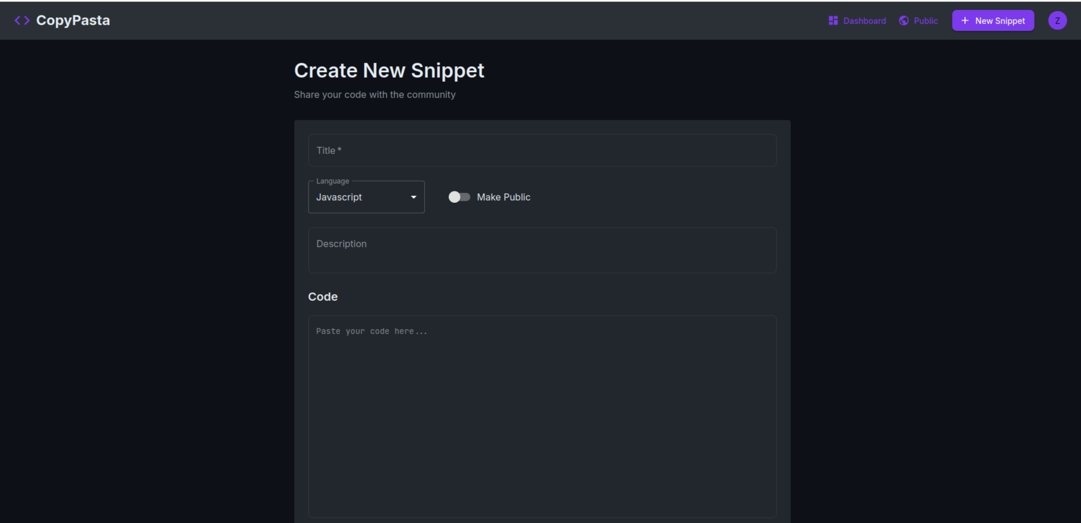 Create Snippet