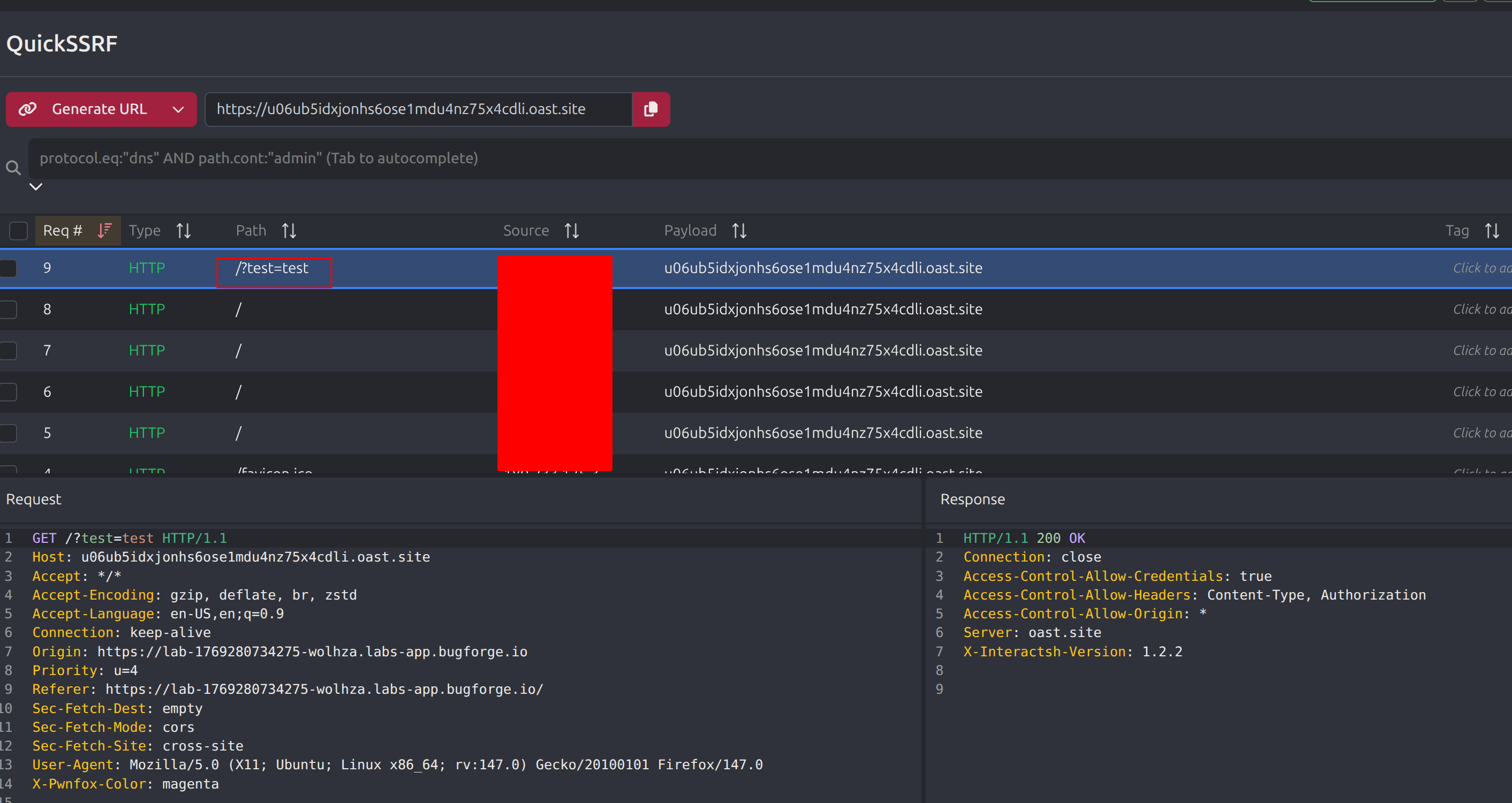 XSS OOB - Received