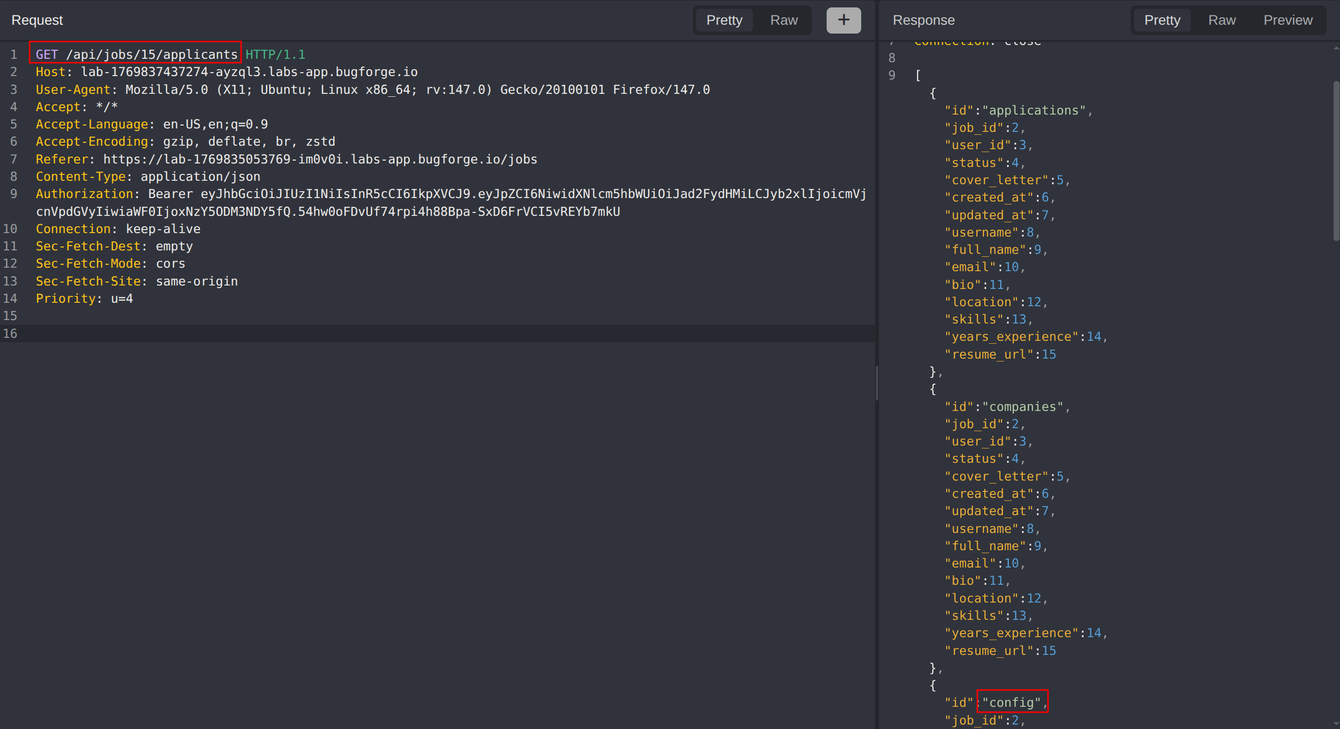 Extract Database Tables - Response