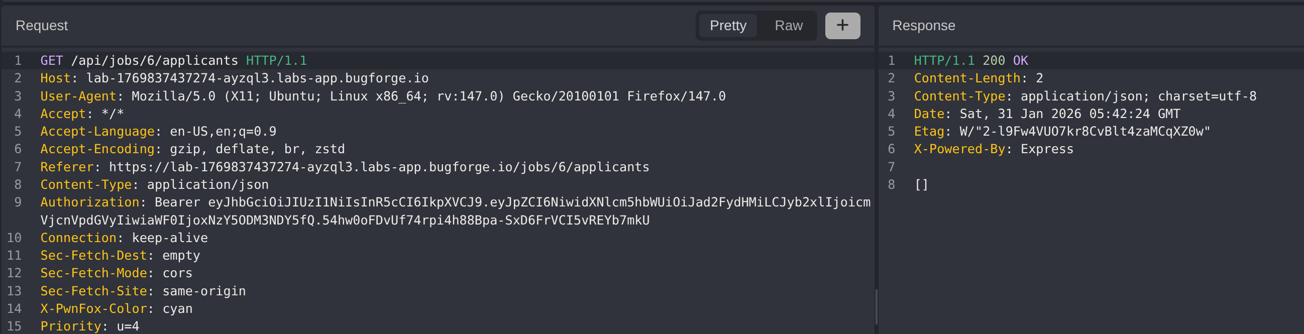 No Applications - API Response