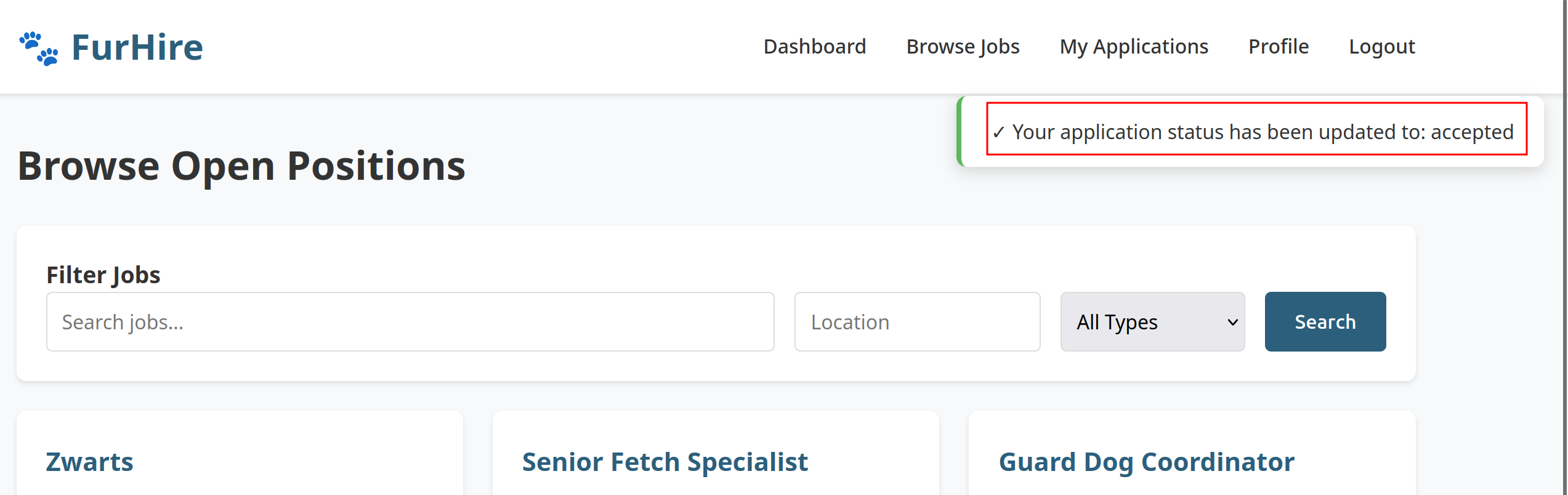 Job Seeker - Status Update
