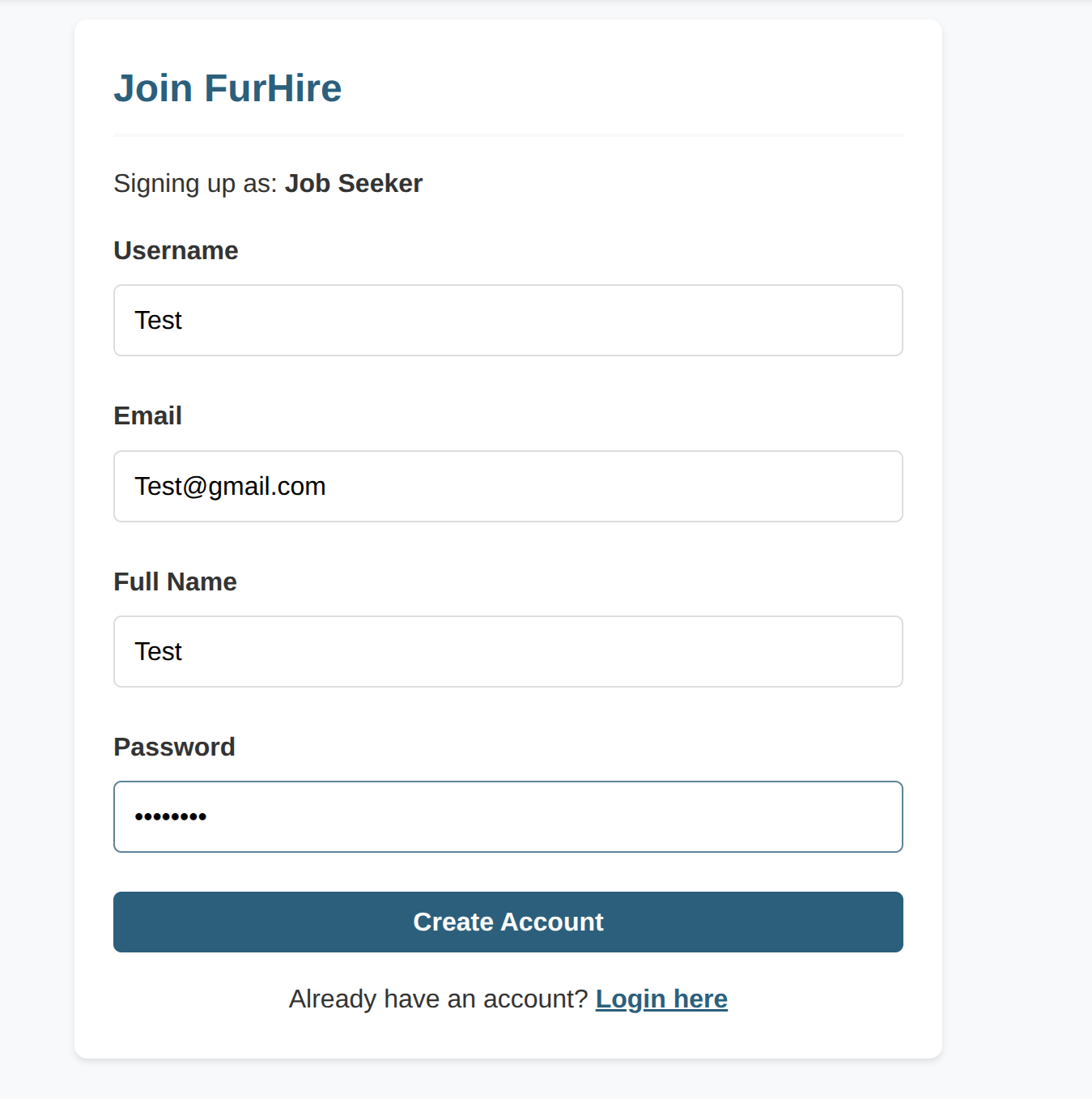 Job Seeker - Sign up