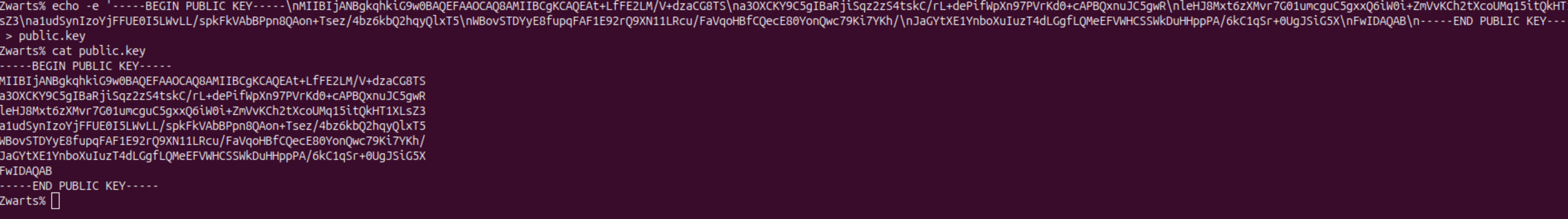 Public key formatted and saved