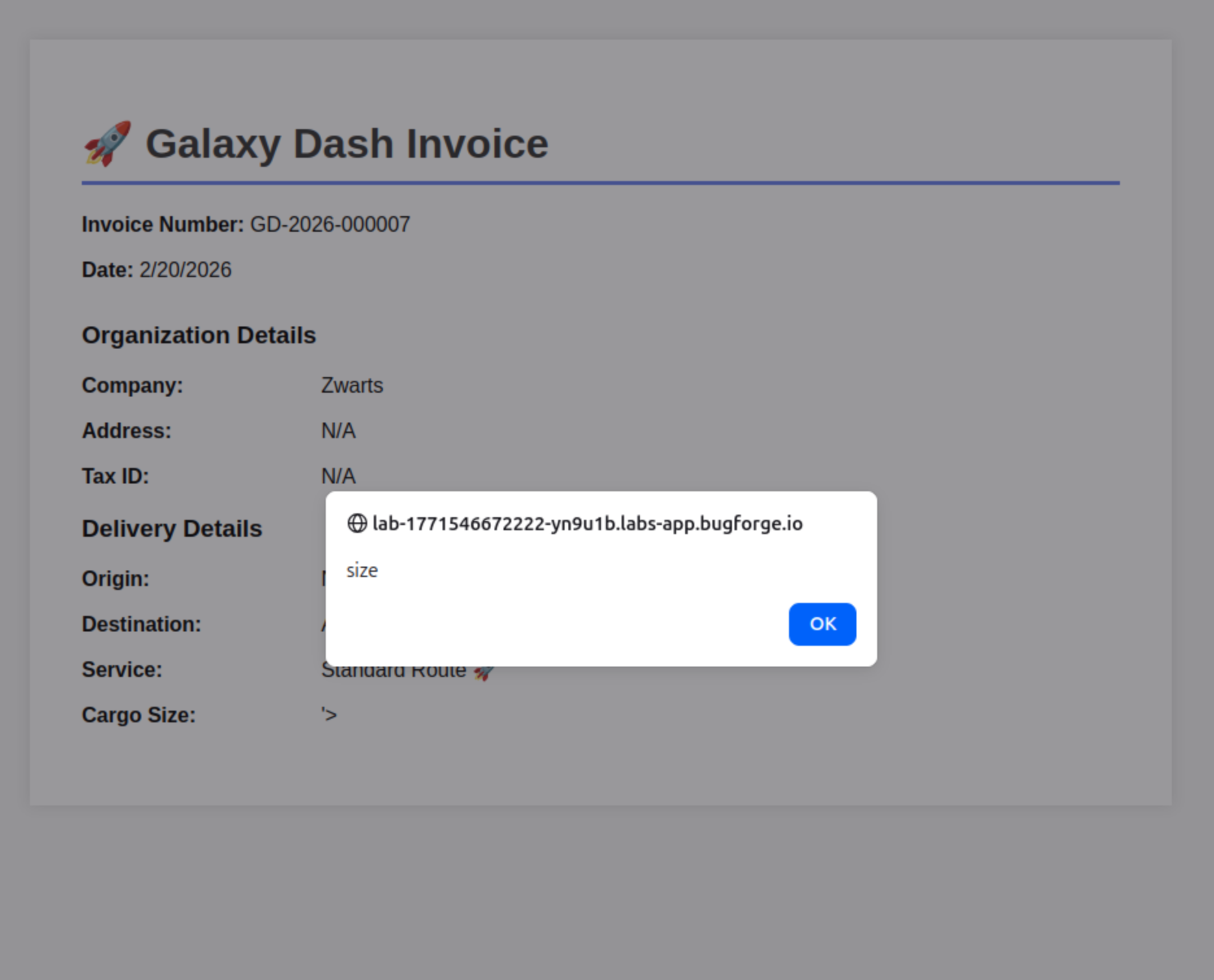 Invoice XSS Trigger
