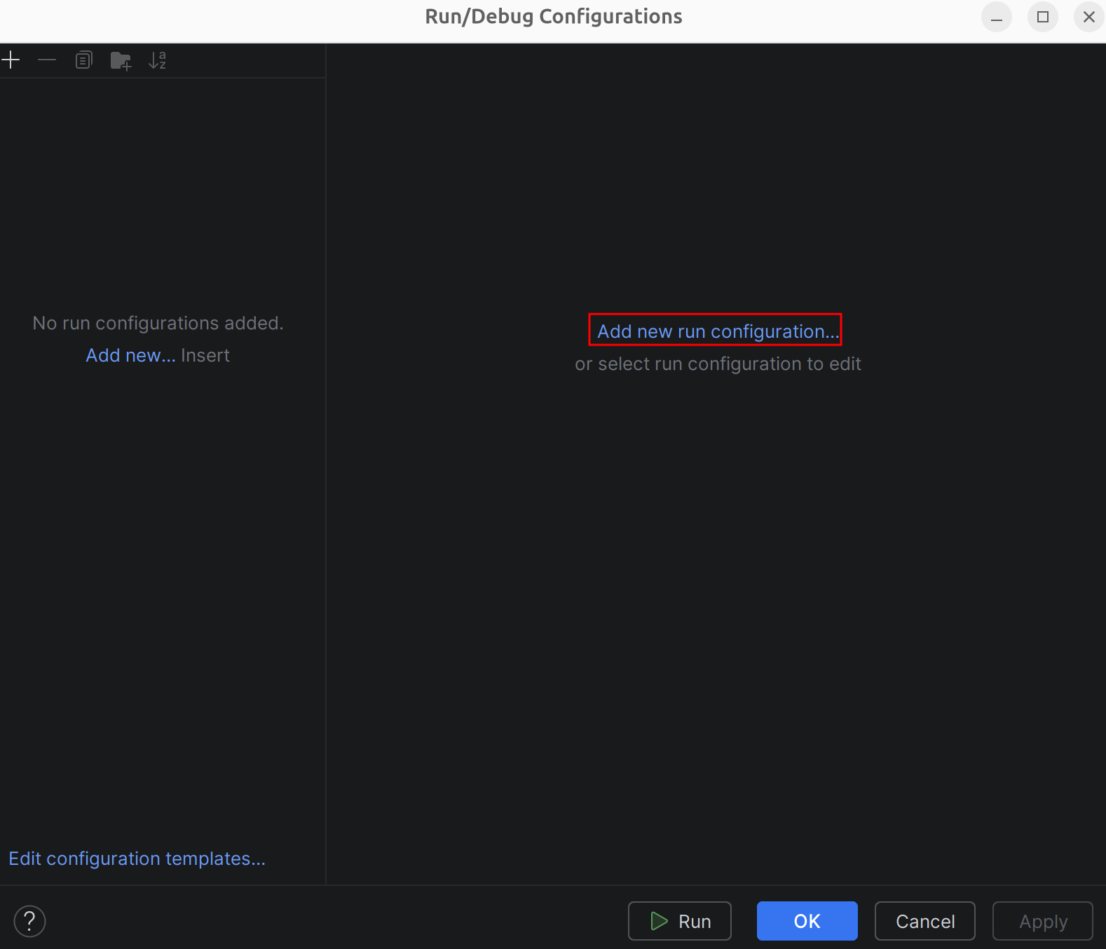 Add new run configuration