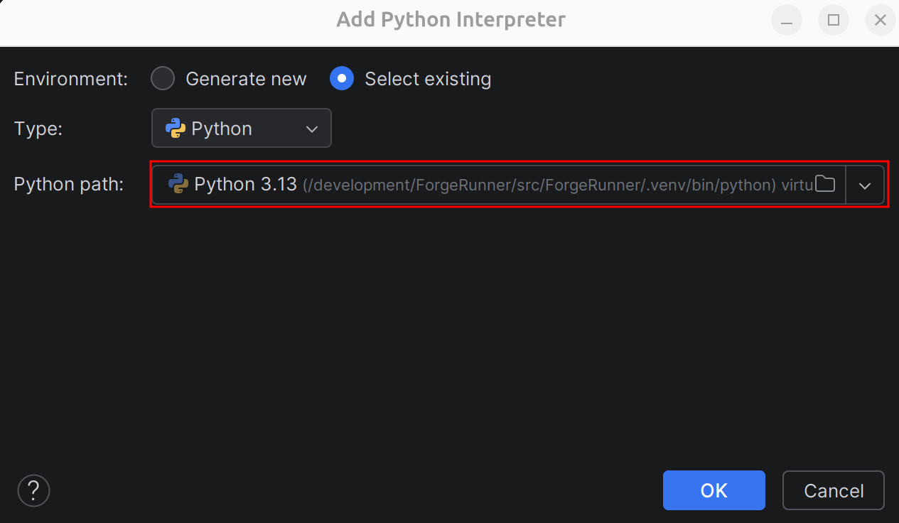 Select Interpreter